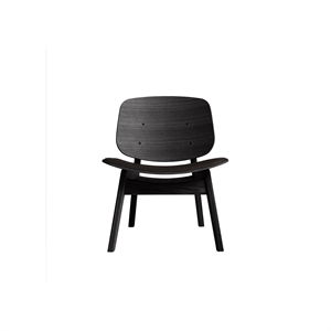 Poltrona Pandora Della Collezione Ro, Seduta Imbottita, Rovere Laccato Nero/pelle Marrone Scuro