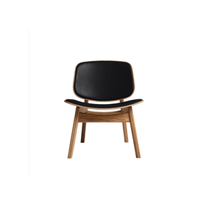 Poltrona Pandora Della Collezione Ro, Imbottita in Rovere Oliato/pelle Nero