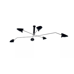 Plafoniera a 6 bracci rotanti Serge Mouille Nero/ Bianco