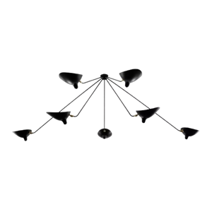 Plafoniera a 7 bracci fissi Serge Mouille Spider Nero