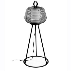 Lampada da Terra Per Esterni Faro NARA Nero Opaco/Bianco Opale