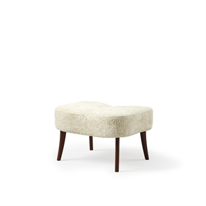Pouf Nordic Pragh Caldo in Pelle di Pecora Bianco Sporco/ Noce Oliato