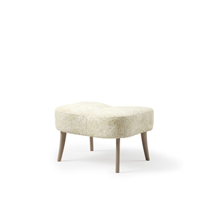 Pouf Nordic Pragh in Pelle di Pecora , Bianco Sporco/ Rovere Oliato Bianco