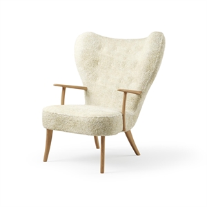 Poltrona Nordic Pragh in Pelle di Pecora Bianco Sporco/rovere Oliato Naturale