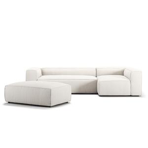 Divano A 4 Posti Decotique Grand, Divano Letto Aperto con Poggiapiedi Destro, Vapore/ Bianco