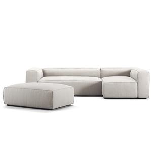 Divano A 4 Posti Decotique Grand, Divano Letto Aperto con Poggiapiedi Destro, Bianco Luna
