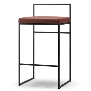 Sgabello da Bar Department con Schienale 80 cm in Pelle Nero/marrone