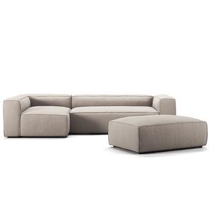 Divano A 4 Posti Decotique Grand, Divano Letto Aperto con Poggiapiedi A Sinistra, Color Sabbia/ Beige