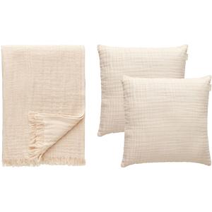 Set Cuscino e Plaid Decotique Crinkle Beige