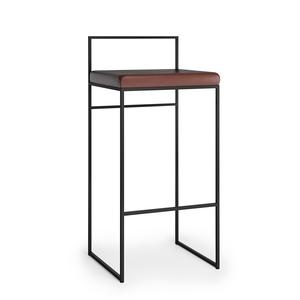 Sgabello da Bar Department con Schienale 90 cm in Pelle Nero/marrone