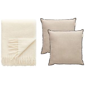 Set di Cuscini e Plaid Decotique Cozy Beige