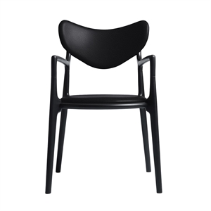 Sedia da Pranzo Ro Collection Salon Imbottita in Faggio Laccato Nero/pelle Nero