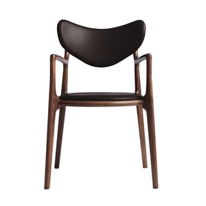 Sedia da Pranzo Ro Collection Salon Imbottita in Faggio/ Noce/pelle Marrone Scuro