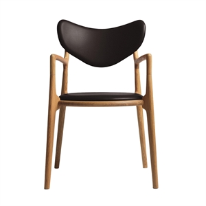 Sedia da Pranzo Ro Collection Salon Imbottita in Rovere Oliato/pelle Marrone Scuro