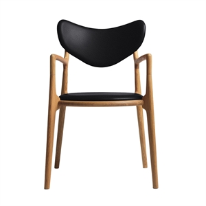 Sedia da Pranzo Ro Collection Salon Imbottita in Rovere Oliato/pelle Nero