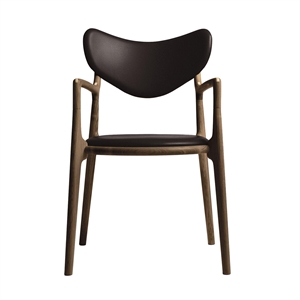 Sedia da Pranzo Ro Collection Salon Imbottita in Rovere Affumicato/pelle Marrone Scuro