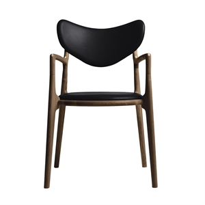 Sedia da Pranzo Ro Collection Salon Imbottita in Rovere Affumicato/pelle Nero