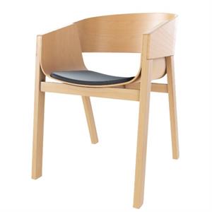 Sedia da Pranzo TON Merano con Braccioli e Seduta Imbottita Nero/naturale