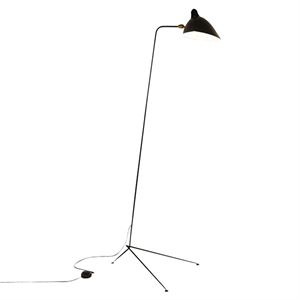 Serge Mouille Lampadaire 1 Droit Floor Lamp Black & Brass