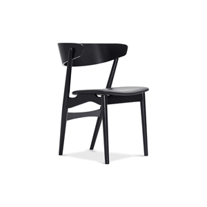 Sedia da pranzo Sibast Furniture No 7 in rovere Nero e pelle Nero