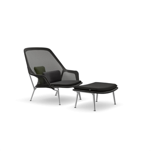 Vitra Slow Chair e Ottomana in Tricot/ Nero/lucido