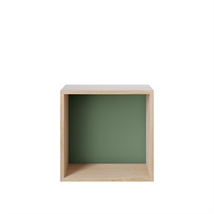 Muuto Sistema di Scaffali Impilati Medio con Tabellone Rovere/ Verde Polvere