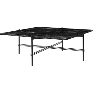 GUBI TS Tavolino Quadrato 105 x 105 cm con Base Nero e Piano in Marmo Nero Marquina