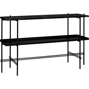 GUBI TS Consolle H72 cm con 2 Ripiani e Vassoio Nero/ Marmo Nero Marquina