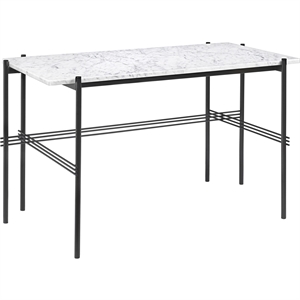 Scrivania GUBI TS 120 x 60 cm con Base Nero e Piano in Marmo Bianco di Carrara