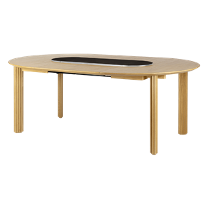 Tavolo da pranzo Umage Comfort Circle Ripples con prolunga in rovere/ Nero/acciaio