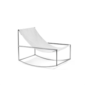 Poltrona a dondolo Valerie Object in acciaio inox/ Bianco