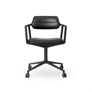 Vipp 453 Sedia girevole con ruote Nero/ Pelle Nero