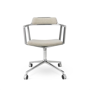 Vipp 452 Sedia Girevole con Ruote in Alluminio/ Bianco Sporco/ Grigio Chiaro