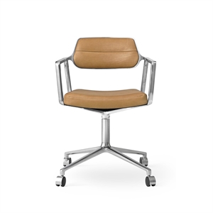 Vipp 453 Sedia girevole con ruote in Alluminio/ pelle Sabbia