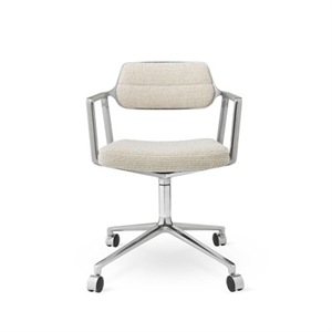 Vipp 453 Sedia Girevole con Ruote in Alluminio/ Bianco Sporco/ Grigio Chiaro