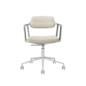 Vipp 453 Swivel+ Sedia Girevole con Ruote in Alluminio/ Bianco Sporco/ Grigio Chiaro