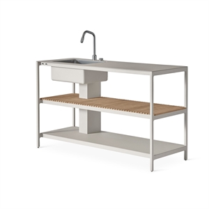 Vipp 742 Modulo Cucina A Cielo Aperto Grande con Lavello in Alluminio/teak