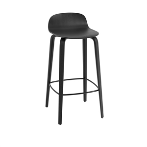 Muuto Visu Sgabello da Bar con Base in Legno Nero H88,5