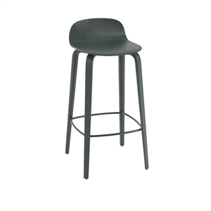 Muuto Visu Sgabello Bar con Base in Legno Verde Scuro H88,5