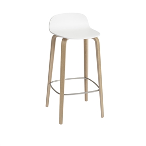 Muuto Visu Sgabello Bar con Base in Legno Bianco/Rovere H88,5