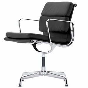 Sedia da Ufficio Vitra Soft Pad EA 208 con Girevole Nero/ Cromo