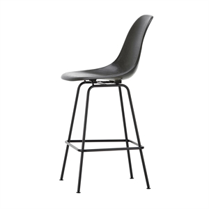 Vitra Eames Sgabello da Bar in Fibra di Vetro Medio Elephant Hide Grigio/ Nero