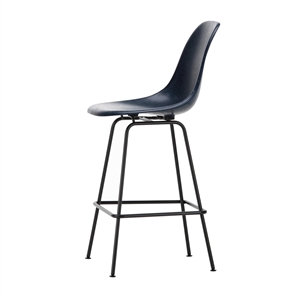 Sgabello da Bar Vitra Eames in Fibra di Vetro Medio Blu navy/Nero