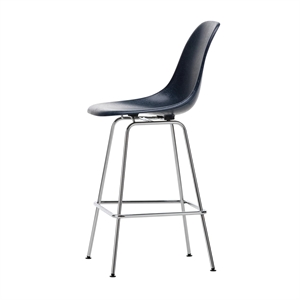 Sgabello da Bar Vitra Eames in Fibra di Vetro Medio Blu Navy/ Cromo