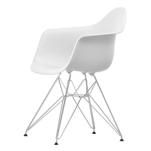 Vitra Eames Plastic DAR Sedia da pranzo RE Cotone Bianco/ Cromo