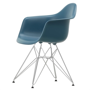 Sedia da Pranzo Vitra Eames Plastic DAR RE Blu Mare/ Cromo