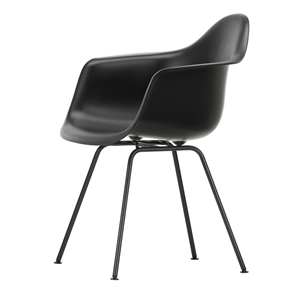 Sedia da Pranzo Vitra Eames DAX in Plastica con Braccioli, Colore Nero Intenso