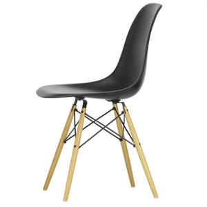 Sedia da Pranzo Vitra Eames DSW in Plastica Nero profondo/Acero Dorato