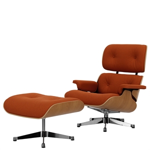 Poltrona Eames Vitra con Poggiapiedi Calma Cognac/ Alluminio/ Castagna