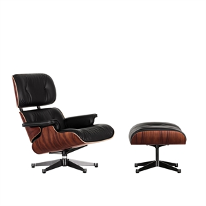 Poltrona Vitra Eames Santos Palissandro/pelle Nero con Ottomana